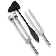 Set of 3 Pcs Aluminum Sensory Tuning Forks C 128 512 + Taylor Percussion Hamm...