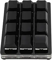 12 Key Mechanical Gaming Keyboard, Red Switch USB Wired RGB Programmable Macro Keyboard with Knob, Customizable Shortcuts, Detachable Cable, Hot Swappable Switches (Black)