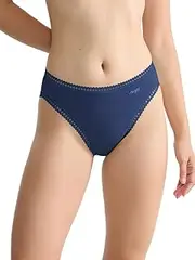 [Sloggi] GO Crush High Leg Briefs (3 Pack), Blue Pattern / Dark Blue / Light Blue, XS