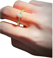 [sandanfine] 18k ultra thick gold-plated natural opal women's wedding ring, adjustable size and bright colors