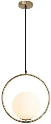 Chandelier Lighting 1-Light Golden with White Frosted BOKT Mid Century Modern