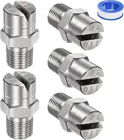 uxcell 5-Pack Flat Fan Spray Tip, 110 Degree 1/8BSPT Male Stainless Steel Pressure Washer Nozzles Cleaner Nozzle Replacement W Sealing Tape for Water Guns (3.6mm Orifice)