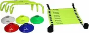 STRADIA Coach Training Set- Includes 1 Agility Ladder, 20 pc Space Markers, 3 Jumping Hurdles & 1 Bag - Suitable for Soccer, Rugby, and Basketball Sports, Comprehensive Set for Coaches & Trainers