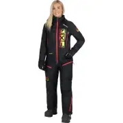 FXR Snowmobile Womens Recruit Lite Uninsulated Monosuit - Black/Rasp-HiVis Fade