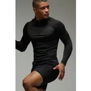 Mens Black Man Active Lightweight Essentials Gym Raglan Muscle 1/4 Zip & Short Set