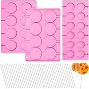 3 Pcs Silicone Lollipop Molds, DanziX 8-Cavity 12-Cavity Round Chocolate Hard Candy Silicone Lollipop Mold for Home Parties