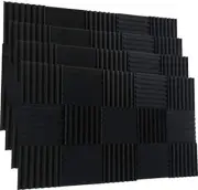 48 - Pack BLACK Acoustic Foam Panel Wedge Studio Soundproofing Wall Tiles 12" X