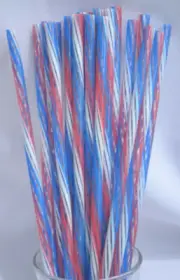 Patriotic Reusable Hard Plastic Acrylic Straws Krazy Straw Red White Blue Straws
