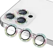 Hsefo for iPhone 13 Pro & iPhone 13 Pro Max Camera Lens Protector, Bling Glitter 9H Tempered Glass Camera Cover Anti Scratch Shockproof Screen Protector Individual Ring - 3Pcs Glitter Colorful