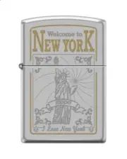 Zippo 0897, New York & Statue of Liberty, Satin Chrome Finish Lighter