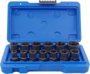 Luckyway 13-Piece Impact Bolt & Nut Remover Set Nut Extractor Socket Bolt Remo