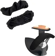 2Pcs Removable Washable Office Armrest Slipcovers, Stretchable Protector Pads for Desk, Rotating, Computer Chairs (Black)