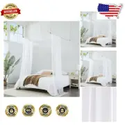 Extra Long White Voile Bed Canopy Curtains – Versatile Home Decor Solution