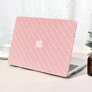 Seorsok Compatible with MacBook Pro 13 inch Case M2 2024,2023,2022-2016 A2338 M1 A2251 A2289 A2159 A1989 A1708 A1706,Natural Wheat Grain Woven Leather Hard Shell Case&Keyboard Cover,Pink Fabric