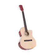Karrera 40in Acoustic Cutaway Guitar Bag Strings Picks Winder Strap Natural
