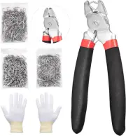 Angled Hog Ring Pliers Kit with 360 Hog Rings for Upholstery and Crafting