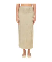 Alysi Elasticated Waistband Striped Midi Skirt IT44,IT42 Nude