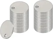 uxcell 32 Pcs Metal Stamping Blanks, 8mm Round Name Tags Stainless Steel Circle Blanks Label Flat Plate Disc with Hole for Laser Engraving Stamping Dog Tags Keychain Making, Silver Tone