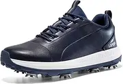 [JiuQing] Spikes Golf Shoes Men's Leather Professional Golf Trainer Anti Slip Lightweight