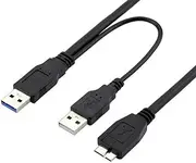 USB 3.0 Y Cable Micro Type B Male to Standard Type A Male Dual USB Power Supply