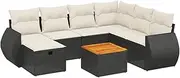 vidaXL Garden Sofa Set - Outdoor Modular Lounge 8-Piece Black Poly Rattan & Cushions for Patio, Deck & Backyard