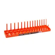 Hansen 3/8 Drive Socket Organizer Tray Holder Metric MM Standard Deep USA Orange