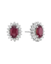 Forever Creations 14K 1.70 ct. tw. Diamond & Ruby Earrings