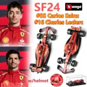 BBURAGO 1:43 2024 FERRARI F1 SF24 #16 Leclerc / #55 Sainz Model CAR w/ Helmet