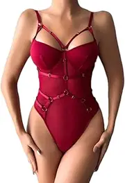 [JINZIJINYU] Women Lace Bodysuit Sexy Suspenders Splicing Jumpsuit Slimming And Undone Sexy Tights For Women