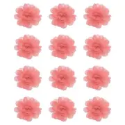 12Pcs 2" Chiffon Flowers Sewing Fabric Flower Appliques for Crafts Light Red