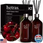 hetras Premium Reed Diffuser Set 16.9 fl.oz. 2 Pack | Black Cherry Scent | Lo