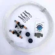 Clear Line Outrigger Kit -Stop Balls,Outrigger Clips, Snaps,Crimps, 100 Ft Line