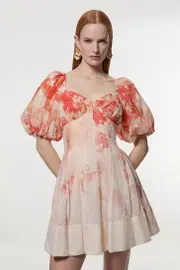 Silk Cotton Trailing Floral Mini Dress