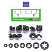 175Pcs Internal Tooth Washers Assortment Kit, 65Mn, 7 Size, Black