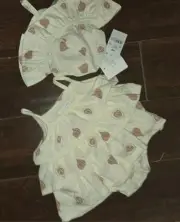 NEW NWT Choose Sz Baby Girls Off White Tiered Dress & Cap 2 Pc Set GRAYSON MINI