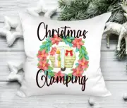 Caravan Camping Cushion Cover Pillow Satin - Christmas Glamping
