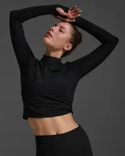 Form Soft Touch Mock Neck Long Sleeve, 2XU, XL, Black/White, Female
