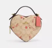 New Coach CK523 Heart Crossbody Bag In Signature Canvas/Leather with Heart print