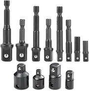 [Yakamoz] 12 in 1 Air Impact Ratchet Wrenches Conversion Tool Set, 8Pcs 1/4-Inch Hex Shank Impact Socket Adapter Extension Bar Set & 4Pcs Drive Socket Adapter Converter Reducer Set | 1/4" 3/8" 1/2"