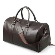 Outdoor PU Leather Luggage Bag Handbag Travel Camping Shoulder Bag Gym Duffel Bag BROWN COLOR