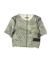 camouflage-print mesh crop top XXL Gray