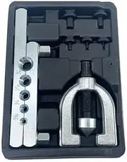 AIMALL Double Flaring Tool Kit with 5 Adapters 3/16" to 1/2", Single and Double Flare Brake Line Tool for Copper, Aluminium, and Soft Steel Tubing
