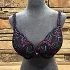 Savage x Fenty Romantic Corded Lace Demi Bra Black Caviar and Purple Metallic