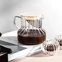 在飛比找蝦皮購物優惠-【新品】手衝咖啡壺  豎紋高硼硅玻璃咖啡分享壺 玻璃咖啡壺 