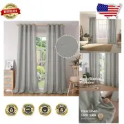Stylish 108 Inch Light Filtering Curtains - Chic Grey Burlap Design for Privacy