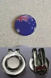 1 ONLY AUSTRALIAN GOLF BALL MARKER & HAT CLIP - Aussie Flag
