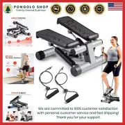 Quiet Hydraulic Mini Stepper for Cardio + Resistance Bands - 220 lbs Capacity