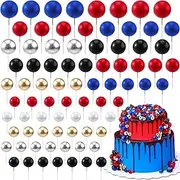 Tondiamo 108 Pcs Balls Cake Topper Balloons Cupcake Topper DIY Cake Insert Topper Foam Cake Balls Baking Decoration for Wedding Anniversary Birthday (Blue, Red, Black,Multi Sizes)