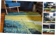 Lyon Collection Modern Abstract Area Rug, 9 x 12 ft, Light Green/Blue