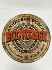 Budweiser Barrel End Beechwood Aged Anheuser Busch Aluminum Sign Made In USA